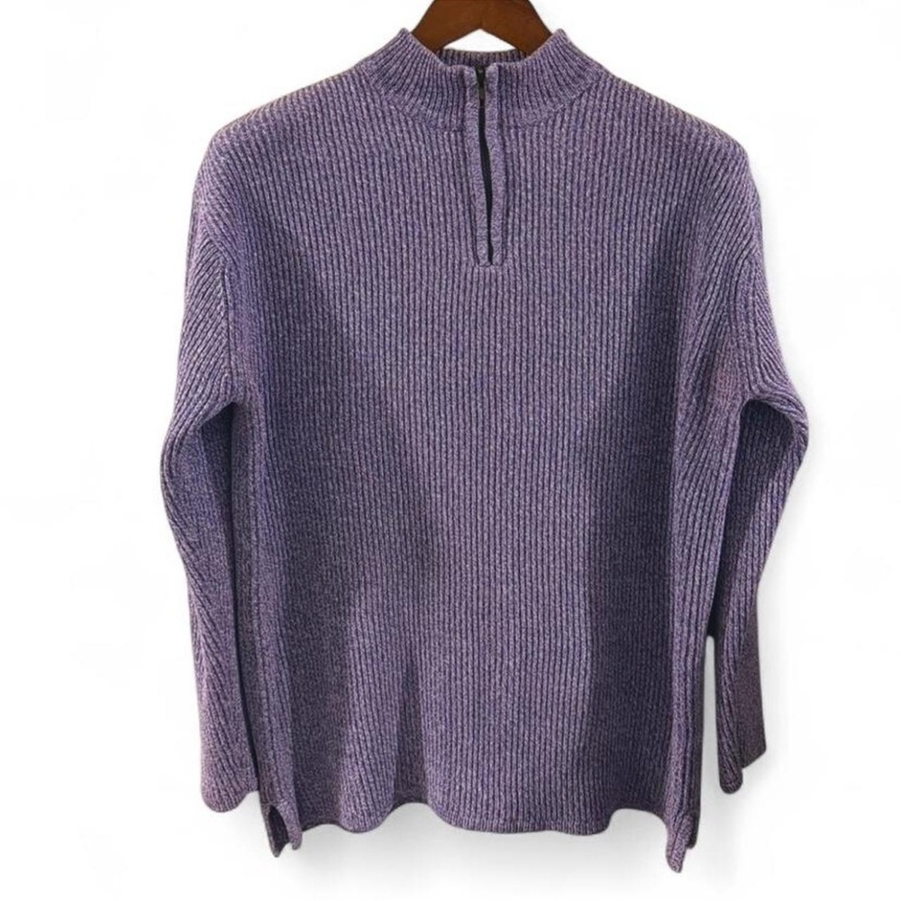 VTG Y2K Purple Ribbed Quarter-Zip Sweater Size Men’s Large